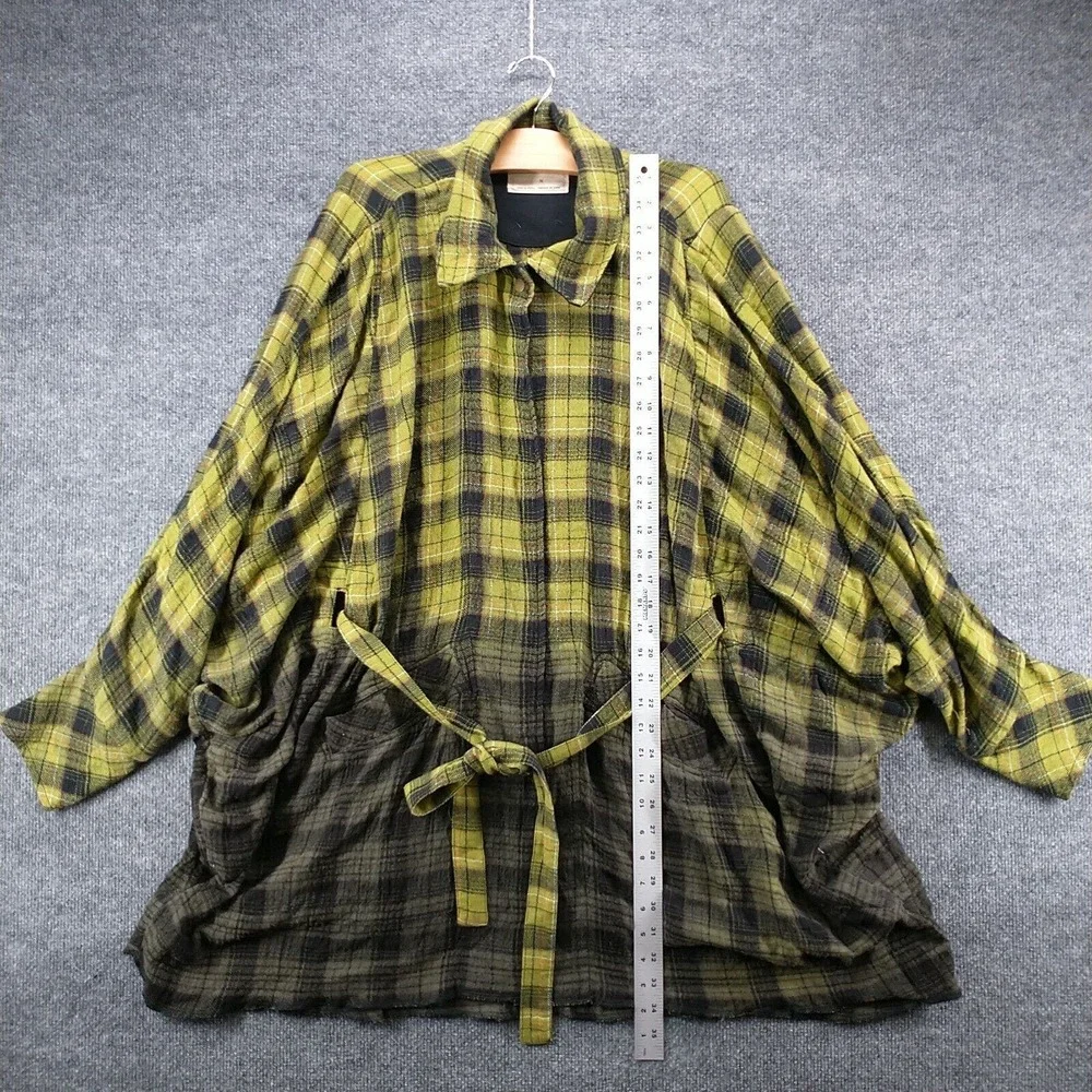 We The Free Yellow Green Plaid Button Down Shirt Jacket - Picture 8 of 12
